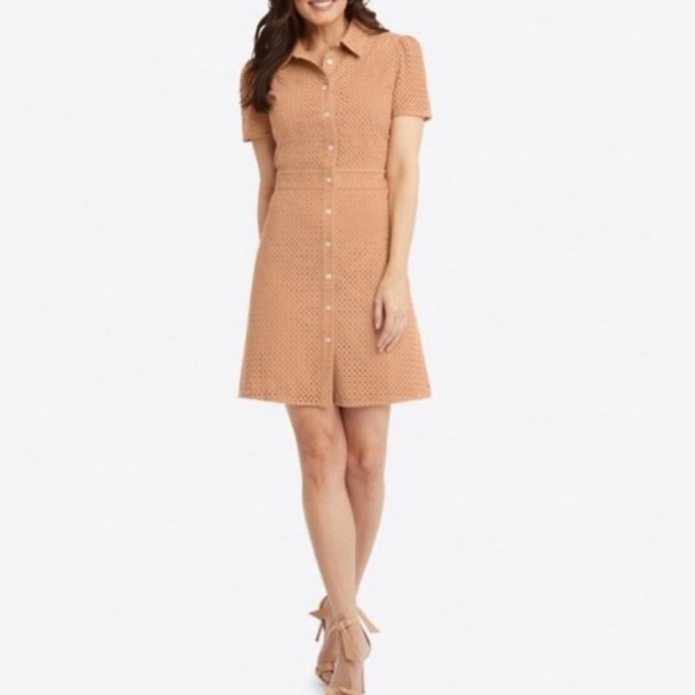 Draper James Eyelet Faith Dress | Size 12 | Camel Color